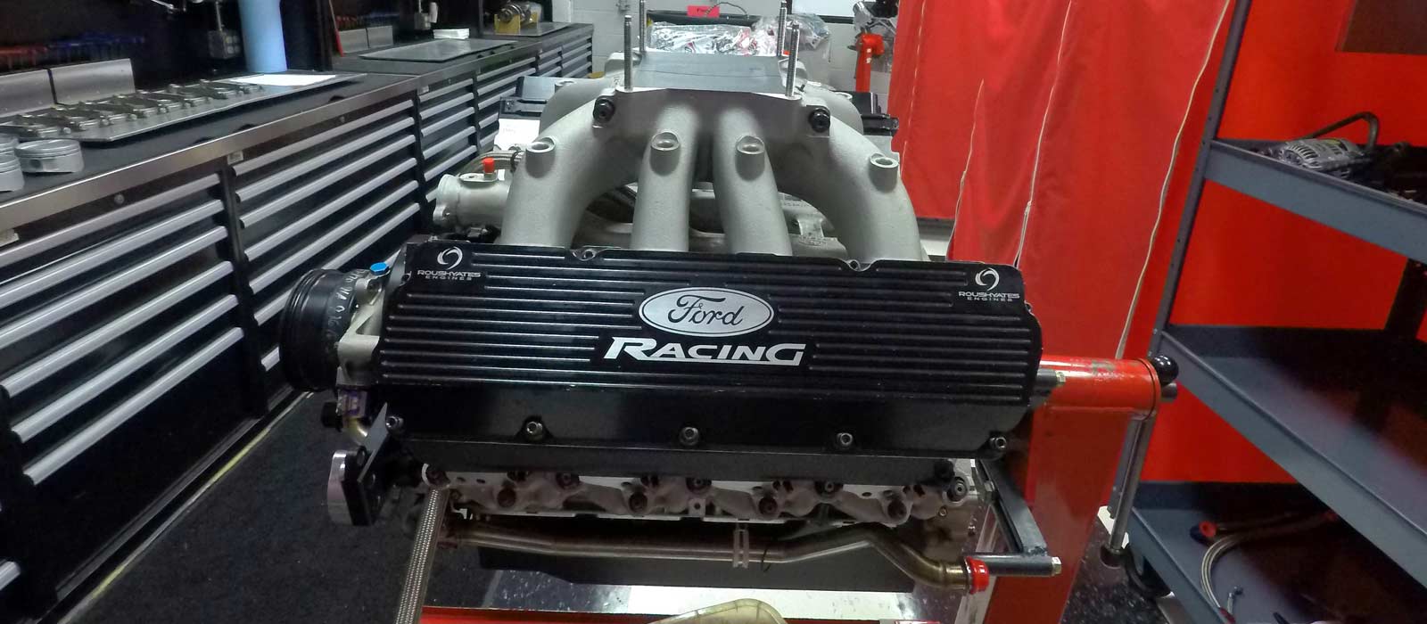 An image of a FR9 NASCAR Engine from Roush Yates Engines at NASCAR Tech in Mooresville, North Carolina