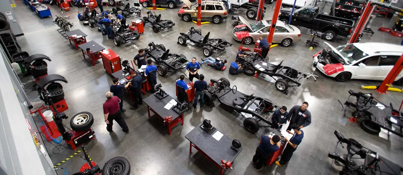 A shot of an automotive lab from UTI Long Beach in California